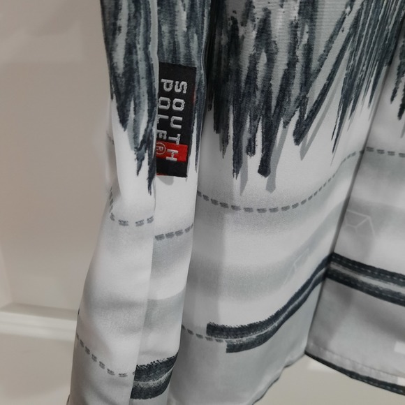 Vtg Y2K Southpole Shirt Mens Large Gray Camp Allover Print Button Up Loop Collar - Picture 8 of 12